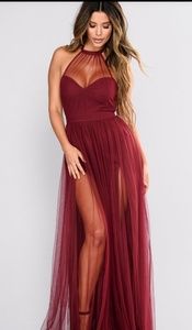 Burgandy Fashion Nova Maxi Dress